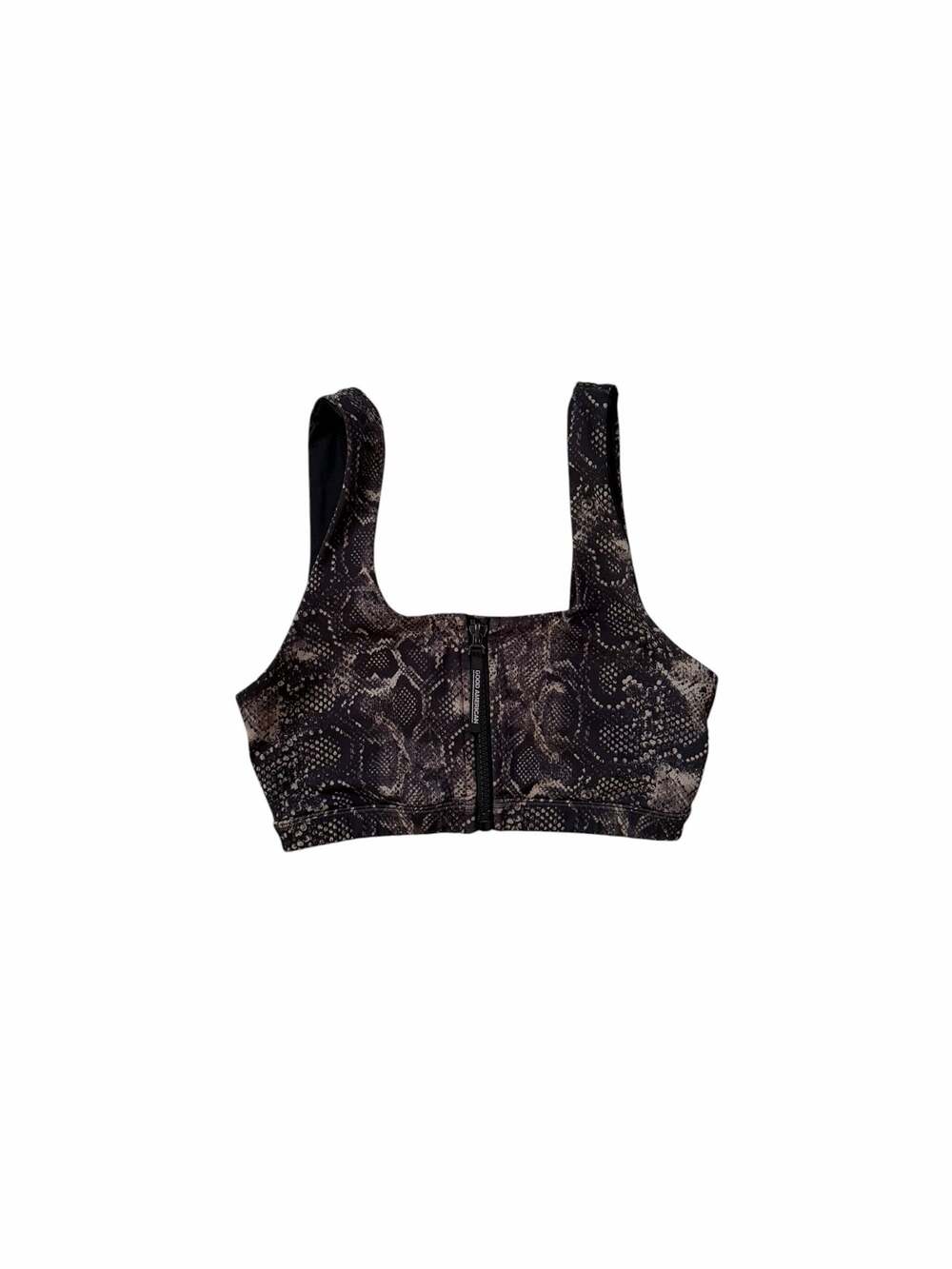 Good American Performance Snake Print Front-Zip Sports Bra